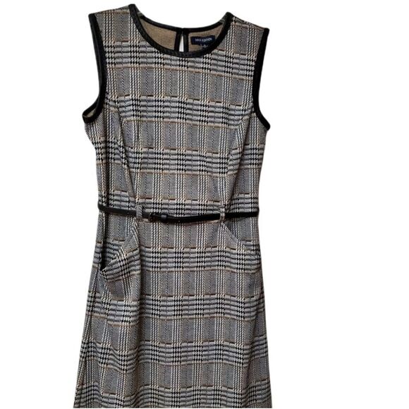 Max Edition NWT Black Gray Houndstooth Plaid Dress Small Career - Picture 1 of 10
